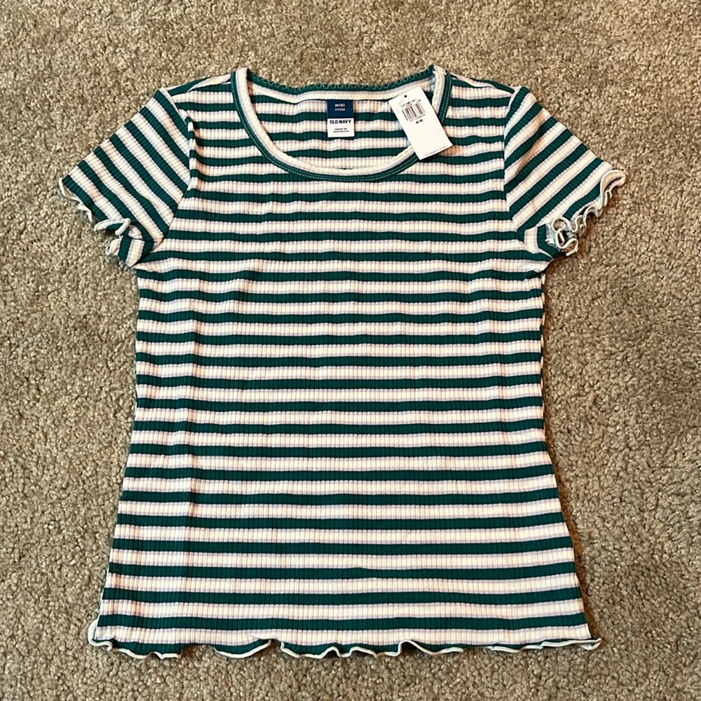 NWT Girls Old Navy rib knit short sleeve t shirt - green - size 8 med - new…